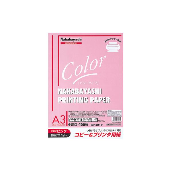 (業務用セット) コピー＆プリンタ用紙 カラータイプ A3 100枚入 HCP-3101-P【×5セット】