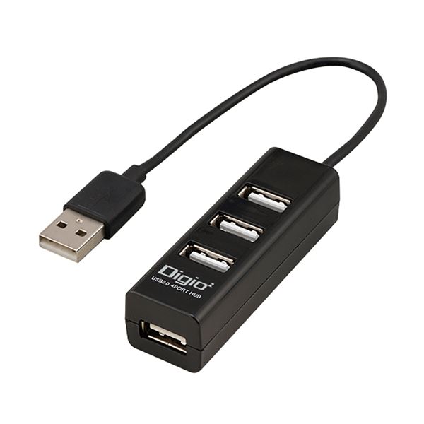 Digio2 USB2.0 4ポートハブ 15cm UH-2604BK ブラック