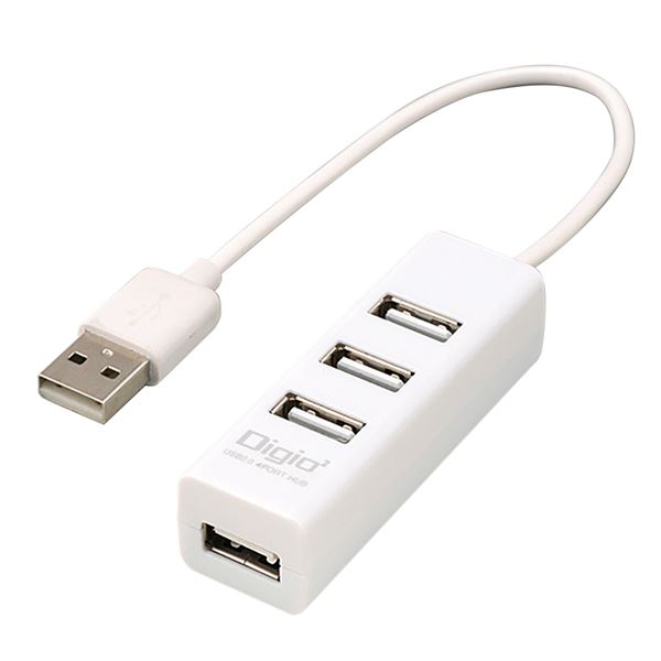 Digio2 USB2.0 4ポートハブ 15cm UH-2604W ホワイト