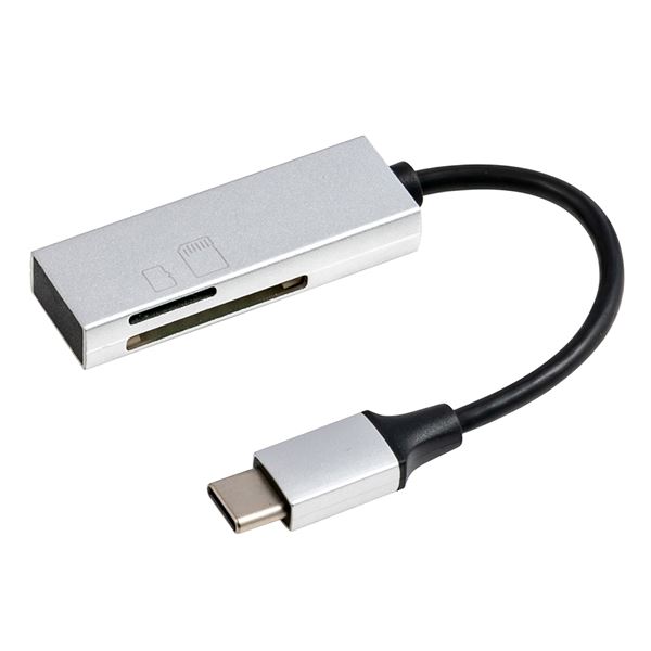 Digio2 STIX USB2.0 Type-C アルミ製SDカードリーダー CRW-CSD89SL シルバー