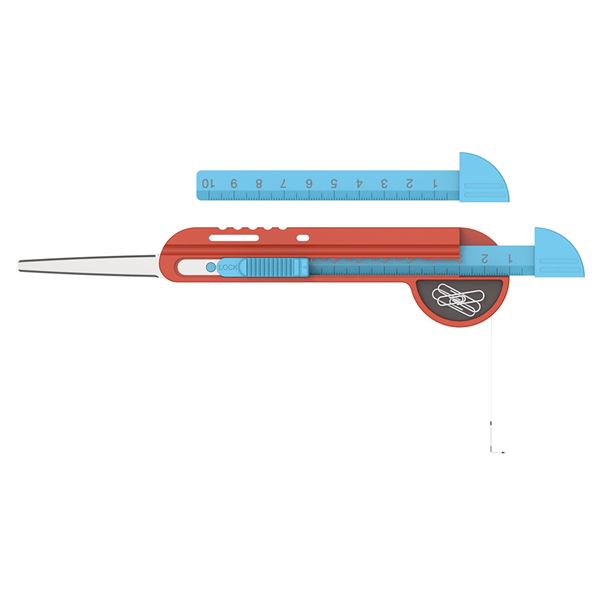 メジャーが付いたギザノコ刃カッター MGC-101RB レッド×ブルー