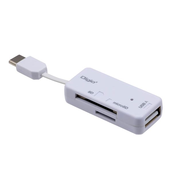 Digio2 USB2.0 Type-C SD-microSDカードリーダーライター CRW-CSD90W ホワイト