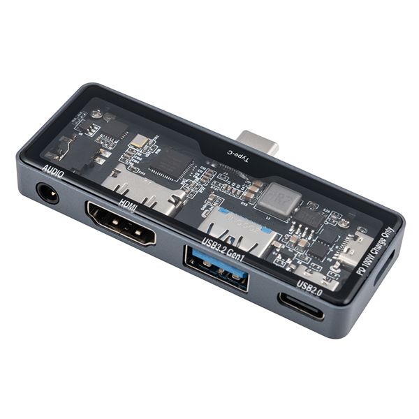 Digio2 USB Type-C スケルトン ドッキングステーション PD対応 3.5mm／4極付 UD-C11GY