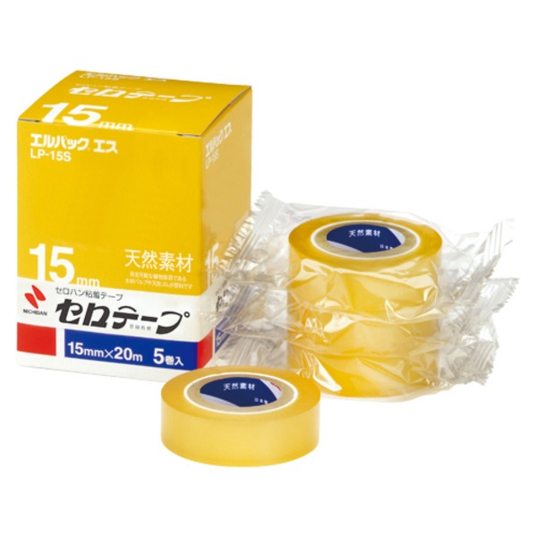 （まとめ） ニチバン セロテープ(R) お得用包装 エルパック(R) エス （小巻）巻芯径25mm LP-15S 5巻入 【×3セット】