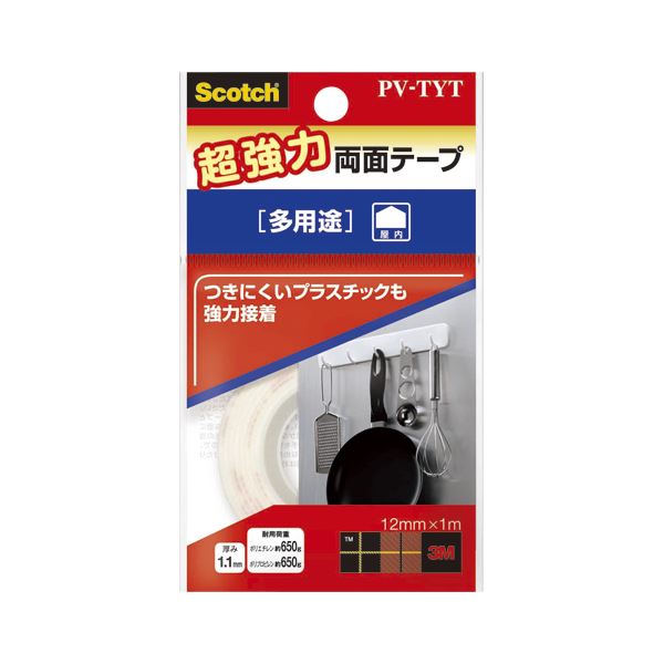 （まとめ） 住友スリーエム スコッチ(R) 両面テープ 超強力多用途 PV-TYT 1巻入 【×5セット】