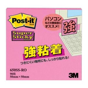 （まとめ） 住友スリーエム ポストイット(R) 強粘着シリーズ ノート単品 650SS-RO ローズ 1個入 【×10セット】