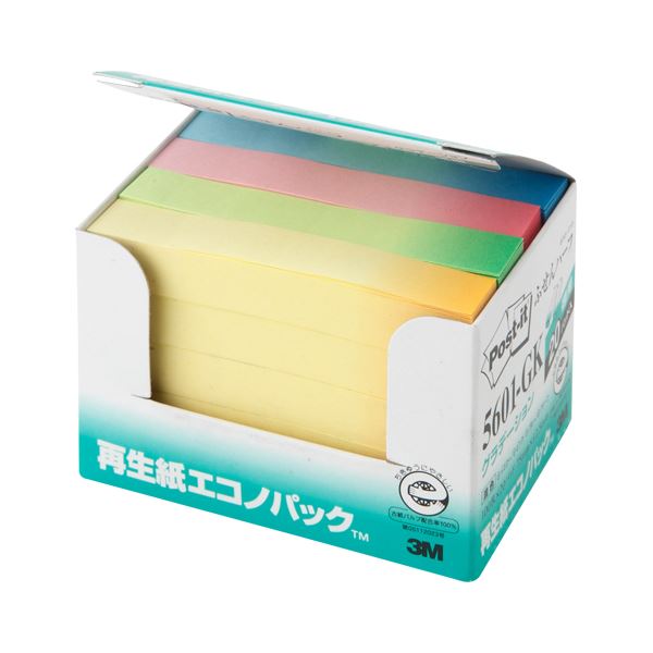 （まとめ） 住友スリーエム ポストイット(R) エコノパック(TM)製品シリーズ 20個入り 横12.5×縦75mm 5601-GK グラデーション混色 20個入 【×2セット】