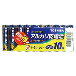 （業務用セット） 東芝 TOSHIBA アルカリ乾電池 お買得パック LR6L10MP 10本入 【×10セット】 - 拡大画像