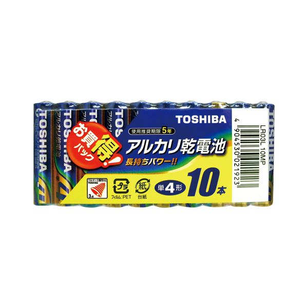 （まとめ） 東芝 TOSHIBA アルカリ乾電池 LR03L10MP 10本入 【×5セット】