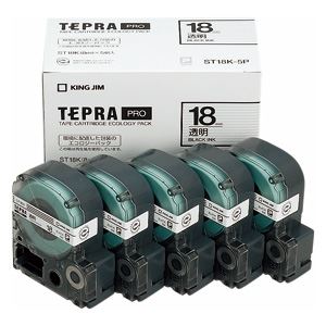キングジム テプラPROテープエコパック 透明ラベル5個入 ST18K-5P 商品写真