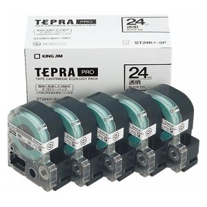 キングジム テプラPROテープエコパック 透明ラベル5個入 ST24K-5P 商品写真