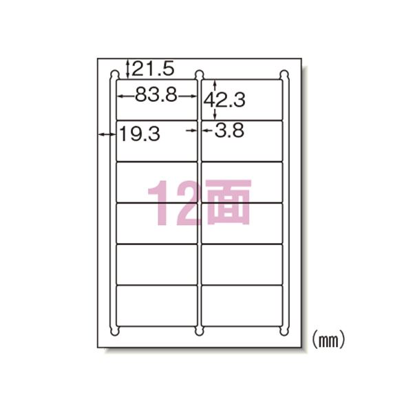 エーワン ラベルシール プリンタ兼用 HG A4 12面 100シート 76312