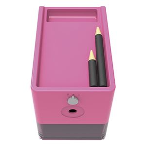 （まとめ） ナカバヤシ 電動シャープナー スリムトレータイプ ピンク【×2セット】