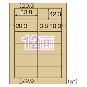 （まとめ） ヒサゴ クラフト紙ラベル ライトブラウン 12面 20枚入 【×5セット】