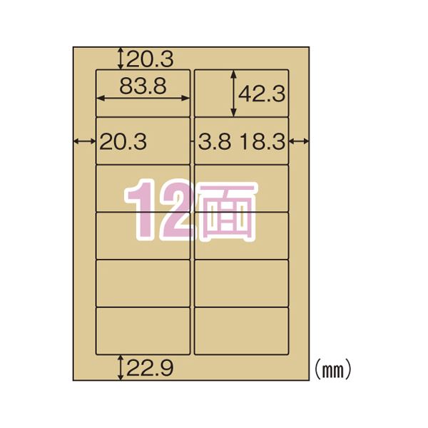 （まとめ） ヒサゴ クラフト紙ラベル ライトブラウン 12面 20枚入 【×5セット】