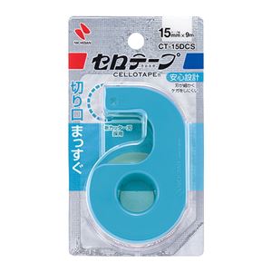 （まとめ） ニチバン 小巻セロテープカッター付 15mm スカイブルー【×50セット】