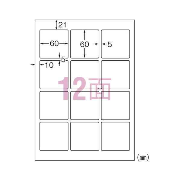 （まとめ） エーワン IJ超耐水ラベルシール マット紙 A4 12面 四辺余白付 20枚入 【×5セット】