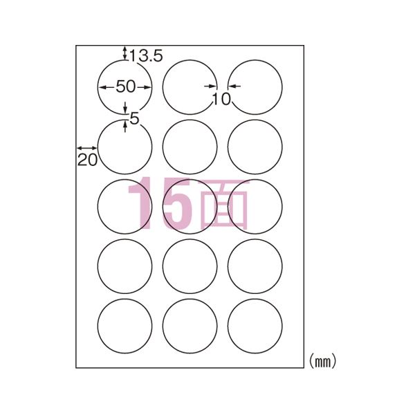 （まとめ） エーワン IJ超耐水ラベルシール マット紙 A4 15面 丸型 20枚入 【×5セット】