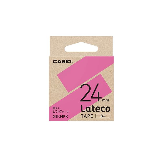 （まとめ） カシオ ラベルライター Lateco専用詰替用テープ ピンクに黒文字 24mm 【×3セット】