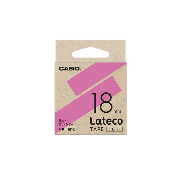 （まとめ） カシオ ラベルライター Lateco 詰め替え用テープ 18mm ピンクテープ 黒文字 【×3セット】