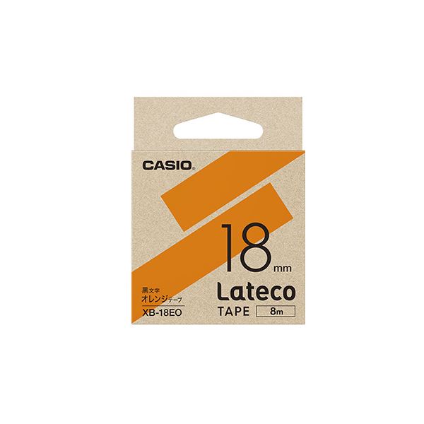 （まとめ） カシオ ラベルライター Lateco 詰め替え用テープ 18mm オレンジテープ 黒文字 【×3セット】