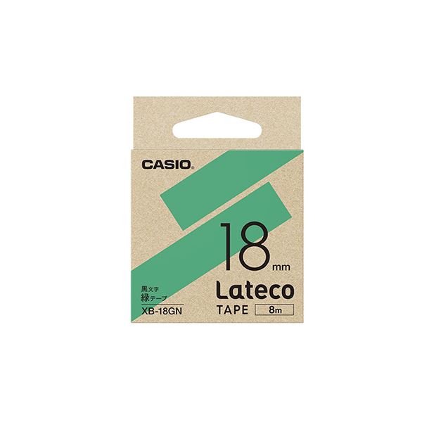 （まとめ） カシオ ラベルライター Lateco 詰め替え用テープ 18mm 緑テープ 黒文字 【×3セット】