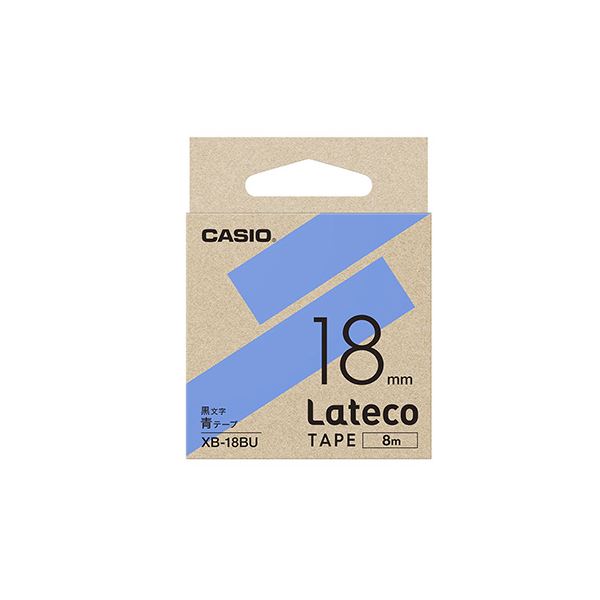 （まとめ） カシオ ラベルライター Lateco 詰め替え用テープ 18mm 青テープ 黒文字 【×3セット】