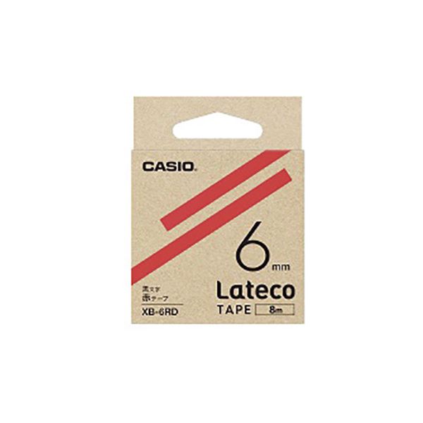 （まとめ） カシオ ラベルライター Lateco 詰め替え用テープ 6mm 赤テープ 黒文字 【×5セット】