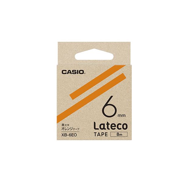 （まとめ） カシオ ラベルライター Lateco 詰め替え用テープ 6mm オレンジテープ 黒文字 【×5セット】