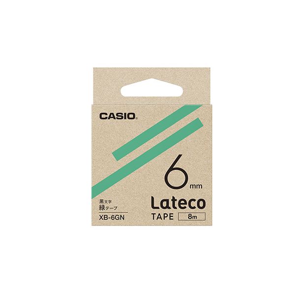 （まとめ） カシオ ラベルライター Lateco 詰め替え用テープ 6mm 緑テープ 黒文字 【×5セット】