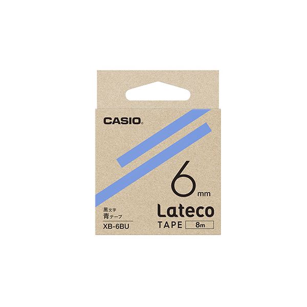 （まとめ） カシオ ラベルライター Lateco 詰め替え用テープ 6mm 青テープ 黒文字 【×5セット】