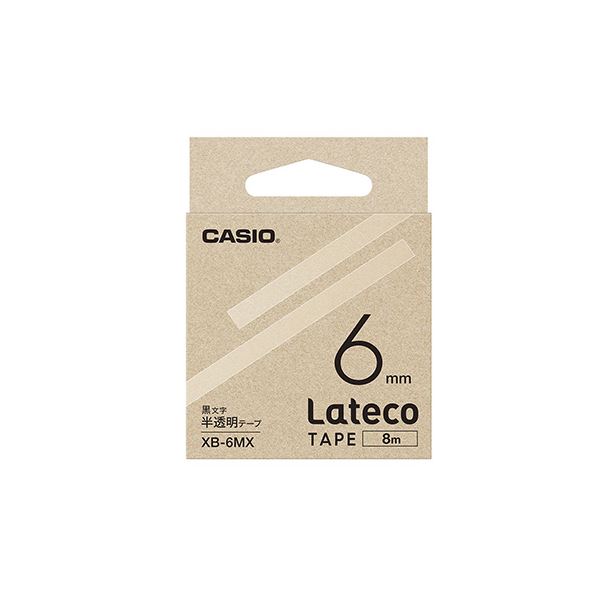 （まとめ） カシオ ラベルライター Lateco 詰め替え用テープ 6mm 半透明テープ 黒文字 【×5セット】