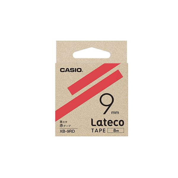 （まとめ） カシオ ラベルライター Lateco 詰め替え用テープ 9mm 赤テープ 黒文字 【×5セット】