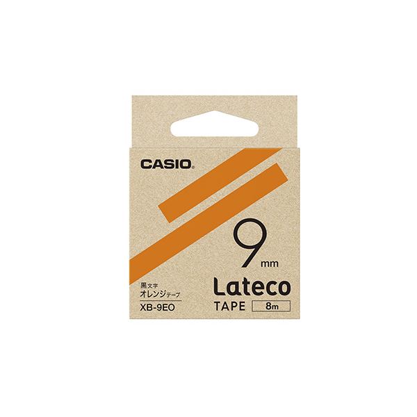 （まとめ） カシオ ラベルライター Lateco 詰め替え用テープ 9mm オレンジテープ 黒文字 【×5セット】