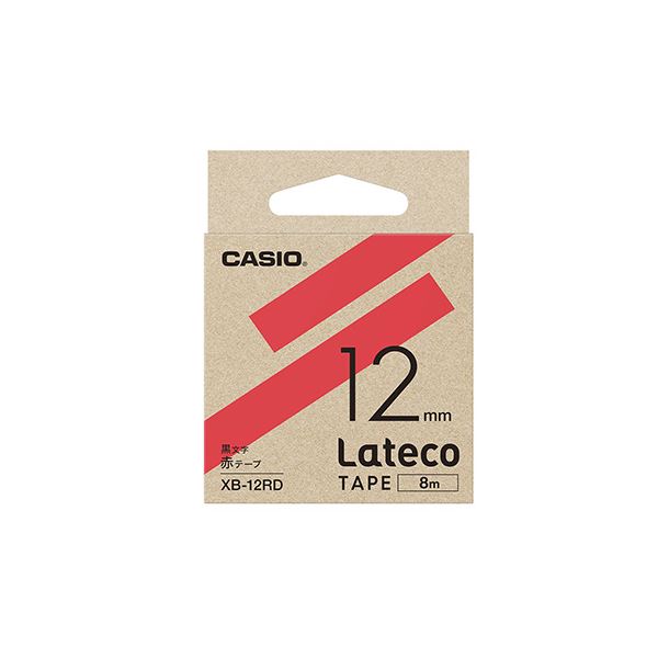 （まとめ） カシオ ラベルライター Lateco 詰め替え用テープ 12mm 赤テープ 黒文字 【×5セット】