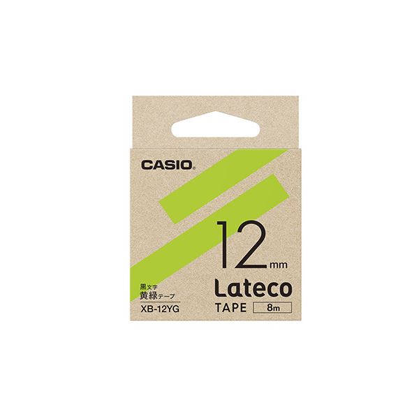 （まとめ） カシオ ラベルライター Lateco 詰め替え用テープ 12mm 黄緑テープ 黒文字 【×5セット】