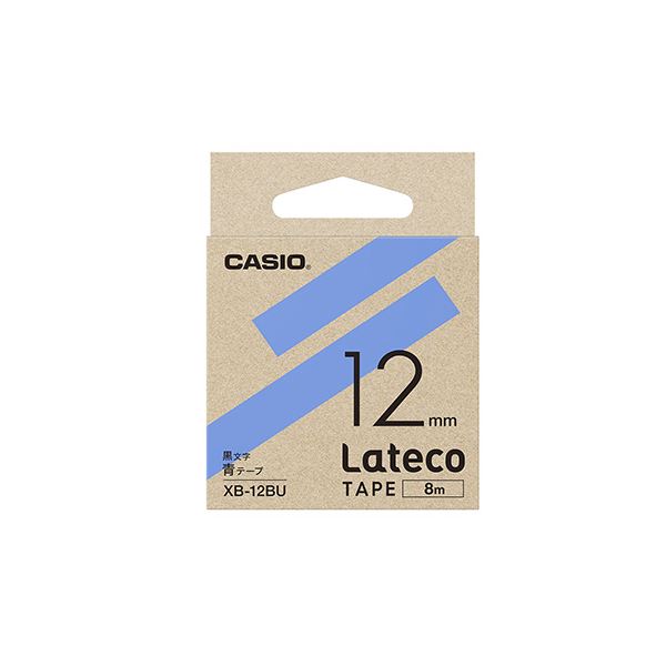 （まとめ） カシオ ラベルライター Lateco 詰め替え用テープ 12mm 青テープ 黒文字 【×5セット】