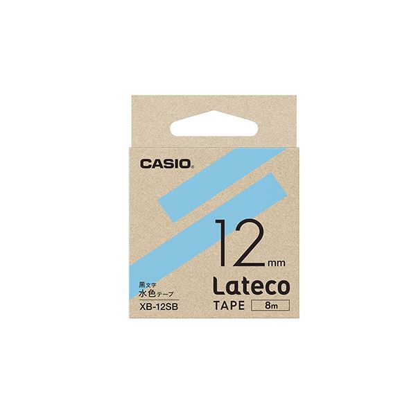 （まとめ） カシオ ラベルライター Lateco 詰め替え用テープ 12mm 水色テープ 黒文字 【×5セット】