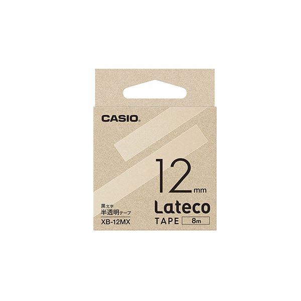 （まとめ） カシオ ラベルライター Lateco 詰め替え用テープ 12mm 半透明テープ 黒文字 【×5セット】