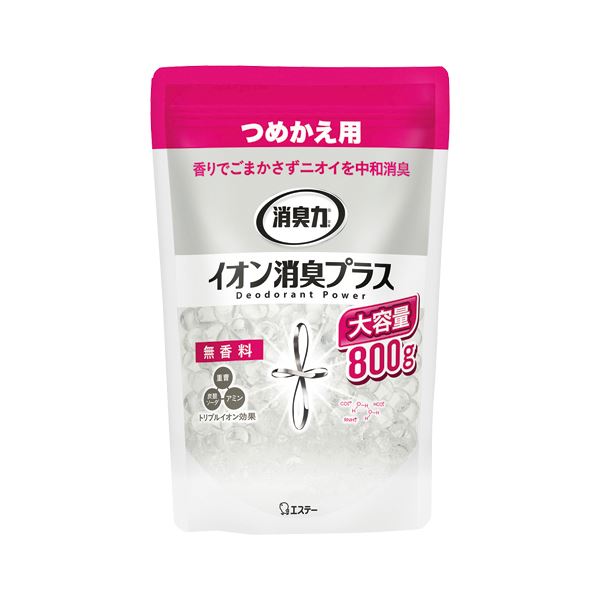 （まとめ） エステー 消臭力 クリアビーズイオン消臭プラス無香料 詰替用 800g 【×5セット】