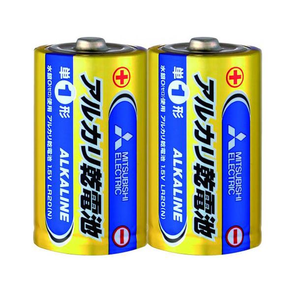 （まとめ） 三菱電機ライフネット アルカリ乾電池 単一 Nタイプ 2本パック 【×5セット】