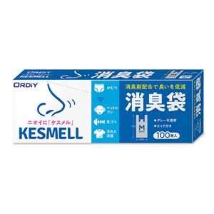 （まとめ） オルディ KESMELL 消臭袋 M グレー半透明 100P 【×2セット】