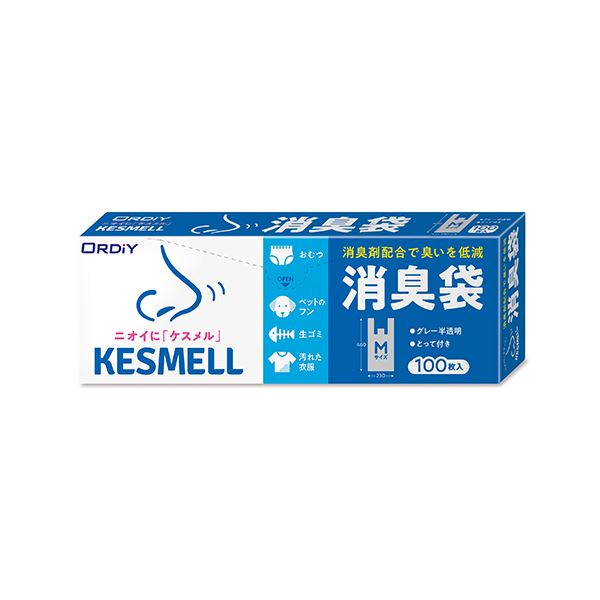 （まとめ） オルディ KESMELL 消臭袋 M グレー半透明 100P 【×2セット】