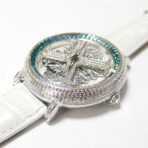 アンコキーヌ ネオ 45mm バイカラー ミニクロス シルバーベゼル インナーベゼルブルー ホワイトベルト アルバ 正規品(腕時計・グルグル時計) 商品写真2