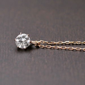 ダイヤモンド ネックレス K18 ピンクゴールド 0.1ct 一粒 6本爪 シンプル ダイヤネックレス ペンダント  商品写真2