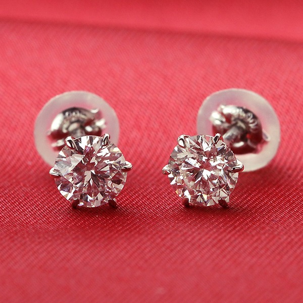 ダイヤモンド ピアス プラチナ Pt900 1ct 大粒 ダイヤピアス Dカラー SI2 Excellent EXハート&キューピット エクセレント 鑑定書付き