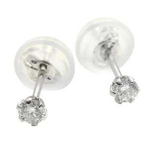ダイヤモンド ピアス 一粒 合計0.1ct プラチナ Pt900 6本爪 Dカラー SI2 Excellent エクセレントカット 鑑定書付き - 拡大画像