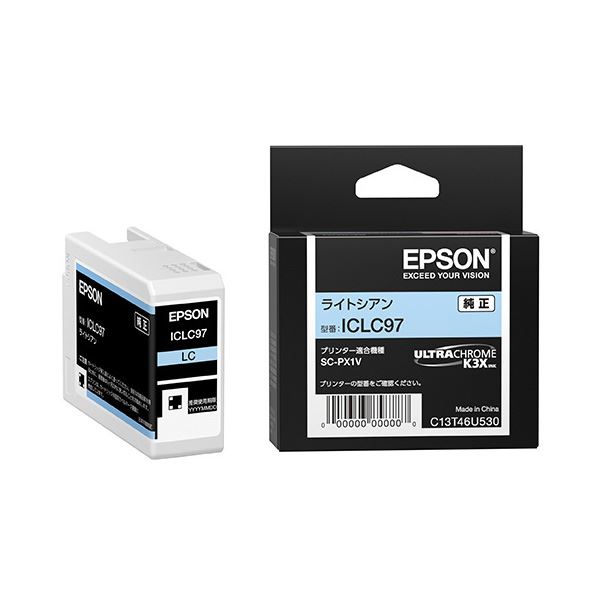 (まとめ) 【純正品】 EPSON(エプソン) ICLC97 インクカートリッジ ライトシアン 【×3セット】