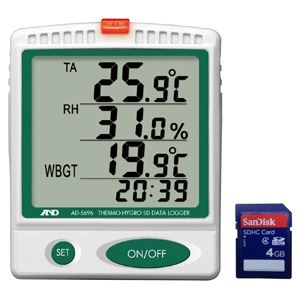 A&D(エーアンドデイ)電子計測機器 温湿度SDデータレコーダー(記録計)/熱中症指数モニター AD-5696 商品写真