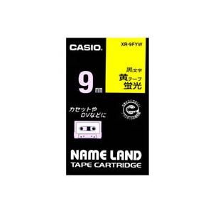 （まとめ）カシオ CASIO 蛍光テープ XR-9FYW 黄に黒文字 9mm【×5セット】